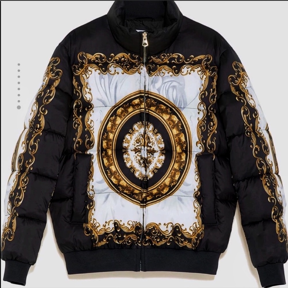 Zara baroque Versace style print puffer